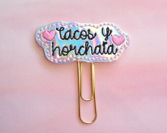 Tacos Y Horchata Planner Paperclip, pastel planner