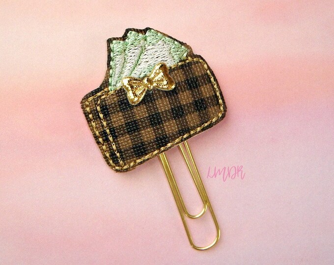 Plaid Wallet Planner Clip Paperclip in Brown Beige Etsy