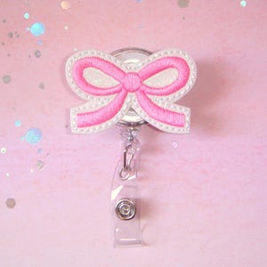 Coquette Pink Bow Badge Reel, Pink Badge Reel, Feltie Badge Reel, ID Badge Holder, Cute ID Badge Reel, Nurse Badge Reel