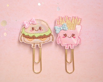 Burger and Fries Cutie Pair Glitter Planner Paperclip