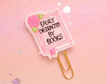 Easily Distracted By Books Bookmark Paperclip