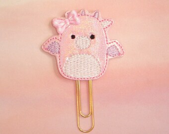 Pink Squishy Dragon Glitter Planner Paperclip