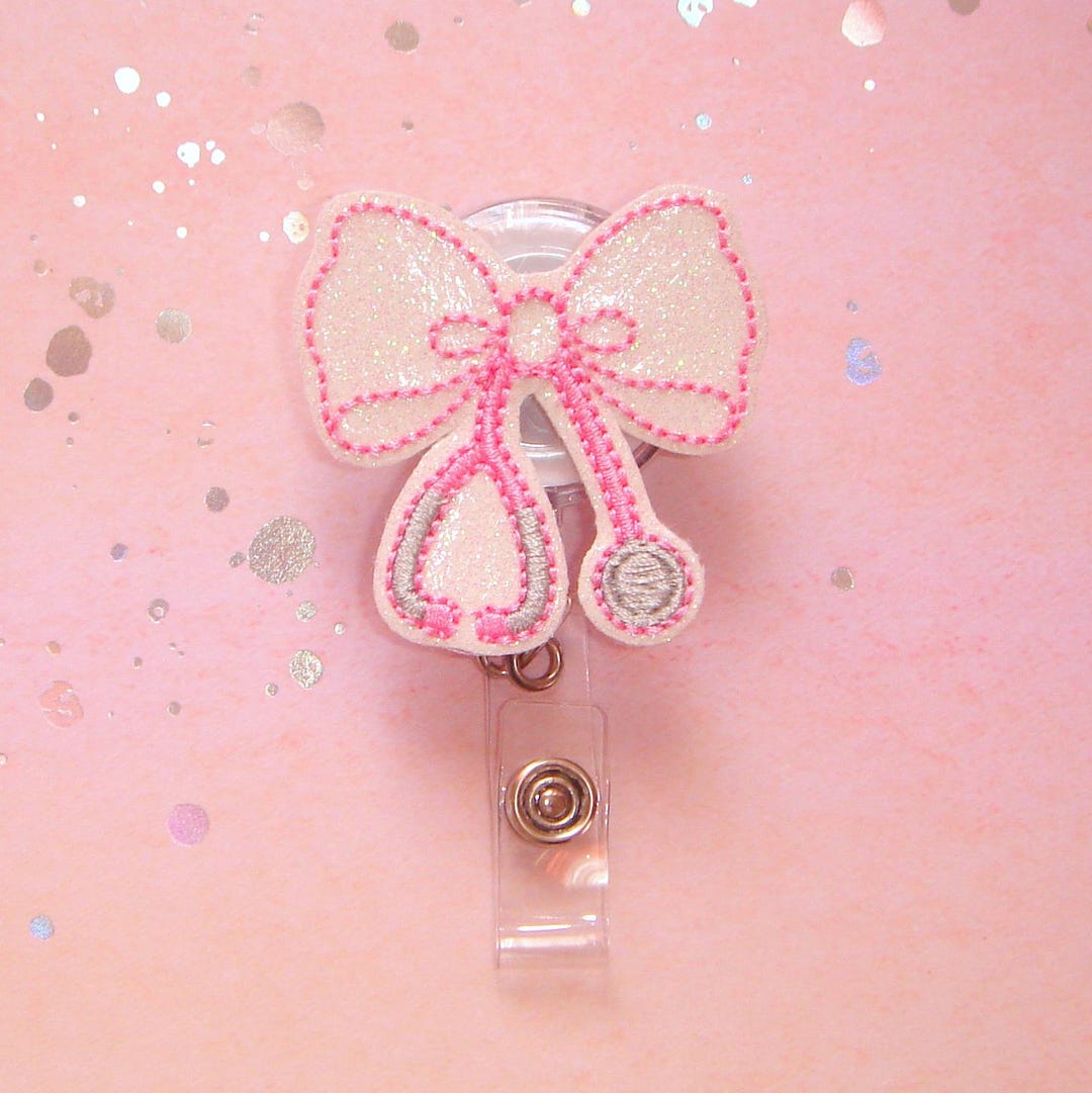Coquette Nurse Bow Badge Reel, Pink Stethoscope Badge Reel, Cute Badge ...