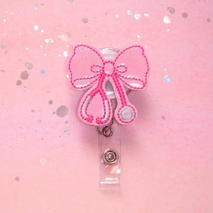 Pink Coquette Nurse Bow Badge Reel, Pink Stethoscope Badge Reel, Cute Badge Reel, ID Badge Holder, Cute ID Badge Reel