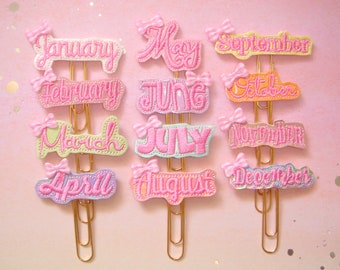 Pastel Months FULL SET Glitter Planner Paperclip