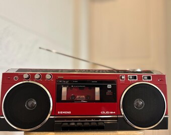 Red vintage Siemens Club 814 portable stereo