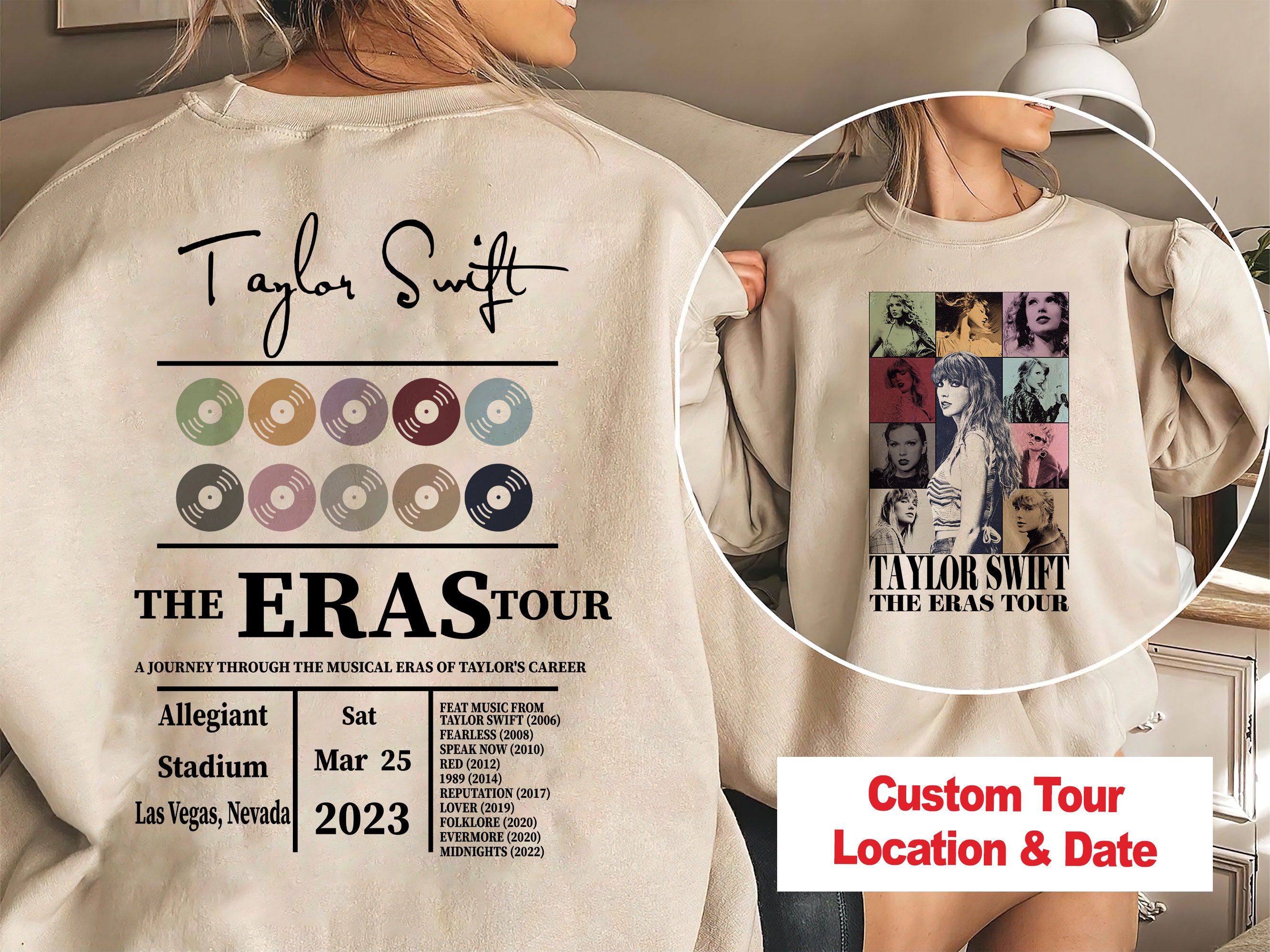 Discover Taylor Eras Meet Me At Midnights Tour Regalo para Fan Personalizado Camiseta de Doble Cara