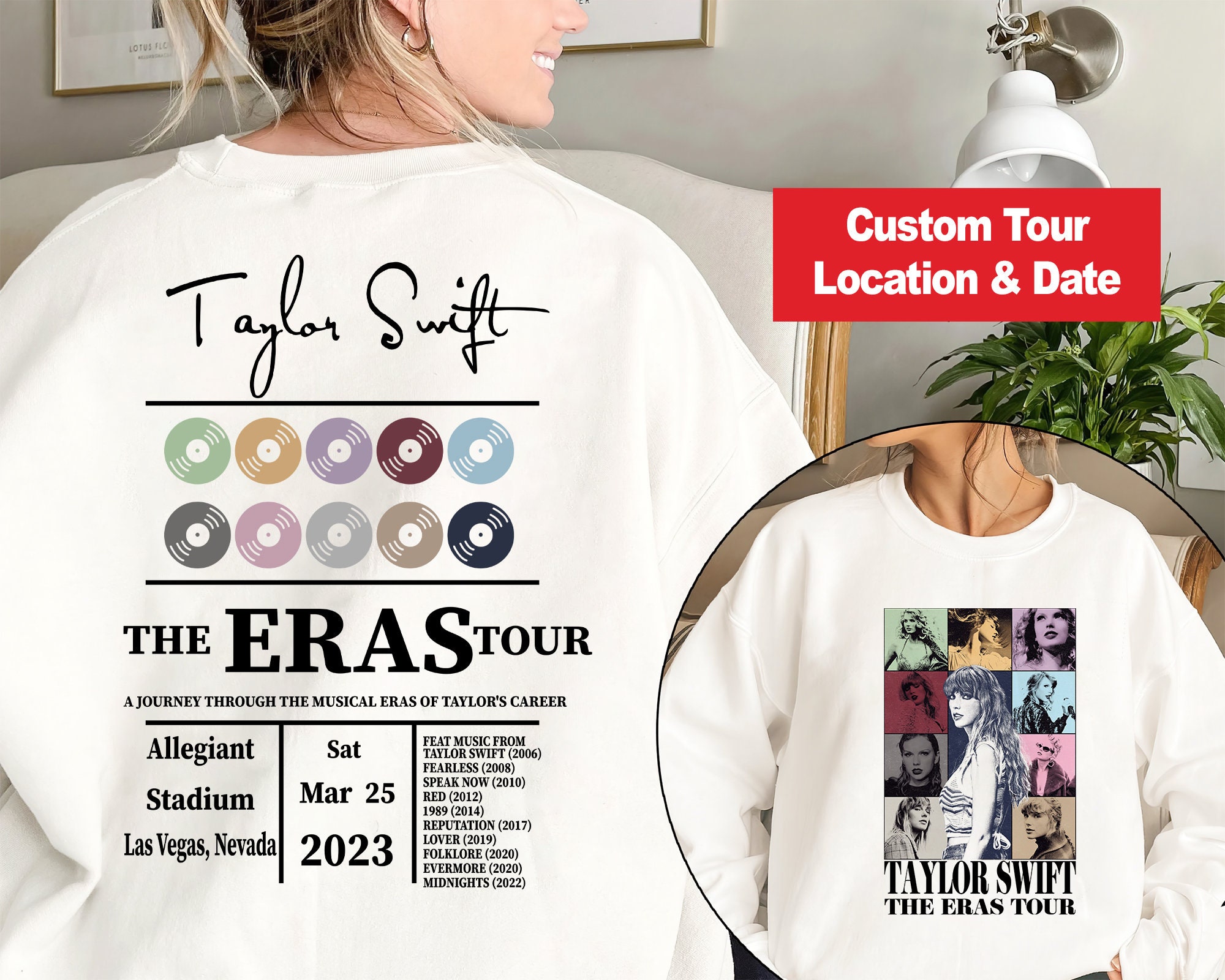 Discover Taylor Eras Meet Me At Midnights Tour Regalo para Fan Personalizado Camiseta de Doble Cara