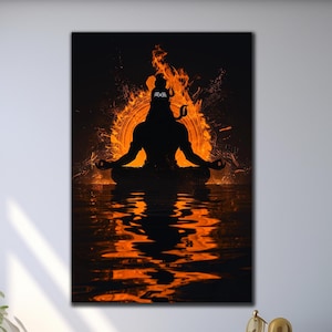 Shiva Tempered Glass Wall Art, Shiva Wall Art-Hindu Home Decor, Sacred Glass Print, Housewarming Gift, Hindu God Print, Spiritual Home Decor
