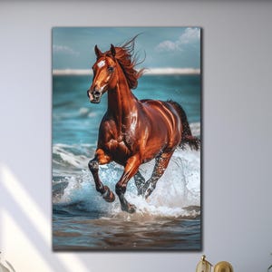 Running Horse Tempered Glass Wall Art, Horse Wall Art, Animal Wall Art, Large Wall Art, Housewarming Gift, Modern Animal Decor, Gift for Him