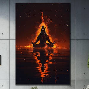 Shiva Tempered Glass Wall Art, Shiva Wall Art-Hindu Home Decor, Sacred Glass Print, Housewarming Gift, Hindu God Print, Spiritual Home Decor