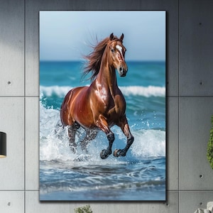 Running Horse Tempered Glass Wall Art, Horse Wall Art, Animal Wall Art, Large Wall Art, Housewarming Gift, Modern Animal Decor, Gift for Him