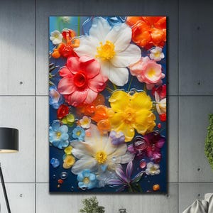 Flower Tempered Glass Art-Flower Oil Painting- Flower Wall Decor- Glass Pirinting-Colorful Art-Large Wall Art-Wall Hanging-Modern Wall Decor