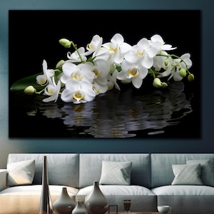 White Orchid Tempered Glass Wall Art, Flower Wall Art, Modern Wall Art, Extra Large Floral Print, Glass Printing, Home Decor, Gifts For Her