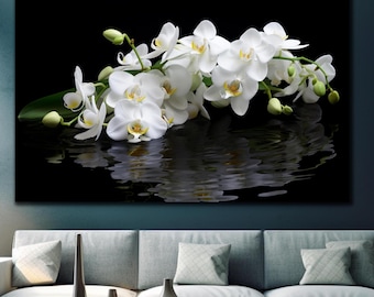 White Orchid Tempered Glass Wall Art, Flower Wall Art, Modern Wall Art, Extra Large Floral Print, Glass Printing, Home Decor, Gifts For Her