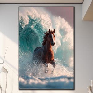 Running Horse Tempered Glass Wall Art, Horse Wall Art, Animal Wall Art, Large Wall Art, Housewarming Gift, Modern Animal Decor, Gift for Him