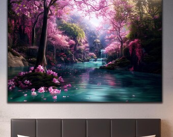Waterfall Paradise Tempered Glass Wall Art-Waterfall Wall Art-Home Decor-Glass Print-Large Wall Art-Unique Decor-Magnificent Landscape Decor