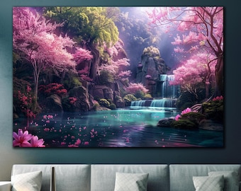 Waterfall Paradise Tempered Glass Wall Art-Waterfall Wall Art-Home Decor-Glass Print-Large Wall Art-Unique Decor-Magnificent Landscape Decor