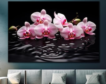 Orchid Bloom Tempered Glass Wall Art-Pink Orchid Glass Art-Glass Printing-Flower Wall Art-Large Wall Art-Vivid Color-Home Decor-Gift For Her