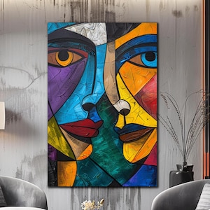Picasso Tempered Glass Wall Art- Glass Printing- Large Glass Wall Art-Wall Hangings- Modern Colorful Stained Glass Decor- Picasso Wall Decor