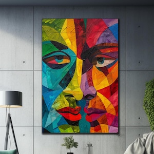 Picasso Tempered Glass Wall Art- Glass Printing- Large Glass Wall Art-Wall Hangings- Modern Colorful Stained Glass Decor- Picasso Wall Decor