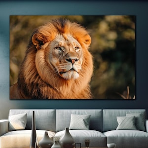 Magnificent Lion Tempered Glass Art, Lion Wall Art, Glass Print, Animal Glass Art, Large Wall Art, Home Decor, Jungle King Portrait Wall Art