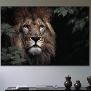 Magnificent Lion Tempered Glass Art, Lion Wall Art, Glass Print, Animal Glass Art, Large Wall Art, Home Decor, Jungle King Portrait Wall Art