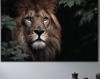 Lion Tempered Glass Wall Art- Magnificent Lion Wall Art- Glass Print-Animal Glass Art-Large Wall Art-Modern Home Decor-Jungle King Portrait
