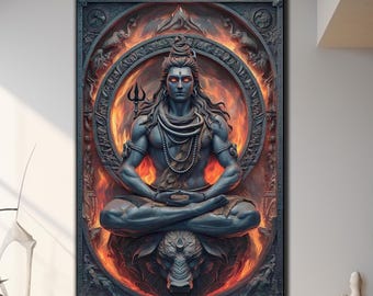 Lord Shiva Glass Wall Art-Hinduism Tempered Glass Print-Spiritual Wall Art-Hindu God Wall Art-Shiva Wall Decor-Home Decor-Sacred Glass Print