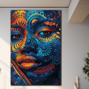 Abstract African Tempered Glass Wall Art-Luxury Glass Art-Glass Printing-Large Wall Art-Wall Hanging- Ethnic Culture Decor- African Wall Art