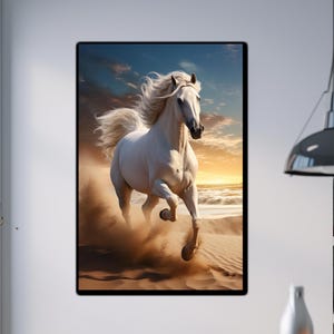 White Horse Tempered Glass Art, Flamboyant Horse Glass Printing, Running Horse Wall Art, Wild Nature Wall Art, Large Wall Art, Wall Hangings