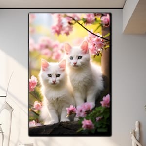 White Cat Tempered Glass Wall Art- Modern Cat Glass Art- Glass Wall Art- Animal Wall Art-Glass Wall Hangings -Glass Printing-Cat Lover Gifts