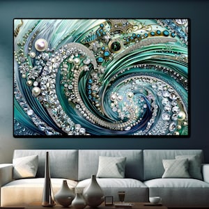 Sea Waves Wall Art, Ocean Tempered Glass Wall Art, Blue Water Wall Decor, Glass Print, Large Wall Art, Tropical Beach Wall Art, Wall Hanging