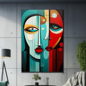 Pablo Picasso Wall Art-Tempered Glass Wall Art-Glass Print-Large Glass Wall Art-Wall Decorations-Abstract Face Wall Art-Modern Stained Glass