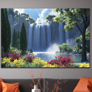 Waterfall Paradise Wall Art-Tempered Glass Wall Art-Large Glass Wall Art-Landscape Wall Art-Glass Print-Wall Hangings-Magnificent Wall Decor