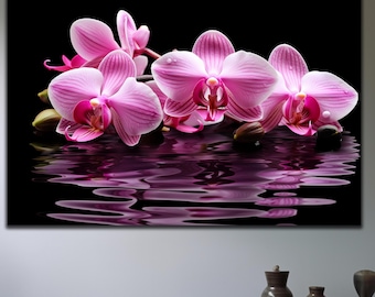 Orchid Bloom Tempered Glass Wall Art-Pink Orchid Glass Art-Glass Printing-Flower Wall Art-Large Wall Art-Vivid Color-Home Decor-Gift For Her