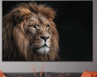 Lion Tempered Glass Wall Art- Magnificent Lion Wall Art- Glass Print-Animal Glass Art-Large Wall Art-Modern Home Decor-Jungle King Portrait