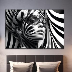 Art mural femme noir et blanc, décoration murale en verre trempé, art mural femme abstrait, impression d&#39;art sur verre naturel, tentures murales, décoration murale moderne