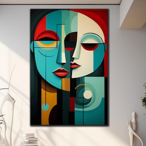 Pablo Picasso Wall Art-Tempered Glass Wall Art-Glass Print-Large Glass Wall Art-Wall Decorations-Abstract Face Wall Art-Modern Stained Glass
