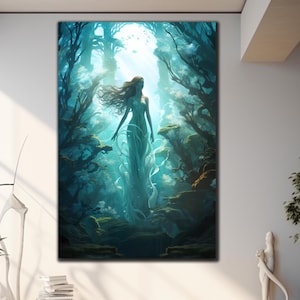 Mermaid Tempered Glass Wall Art, Mermaid Sea Wall Decor, Glass Printing Wall Art, Abstract Wall Decor, Custom Glass Art, Housewarming Gift