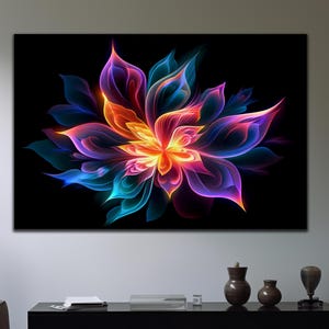 Lotus Flower Tempered Glass Art, Flower Wall Art, Glass Printing, Colorful Flower Wall Art, Large Wall Art, Wall Hangings, Modern Wall Decor