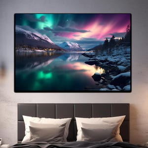 Tempered Glass Wall Art,Panoramic Wall Art, Glass Printing, Aurora Wall Art, Aurora Borealis, Large Glass Wall Art, Northern Lights Wall Art