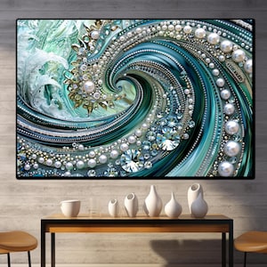 Sea Waves Wall Art, Ocean Tempered Glass Wall Art, Blue Water Wall Decor, Glass Print, Large Wall Art, Tropical Beach Wall Art, Wall Hanging