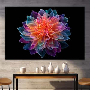 Lotus Flower Tempered Glass Art, Flower Wall Art, Glass Printing, Colorful Flower Wall Art, Large Wall Art, Wall Hangings, Modern Wall Decor
