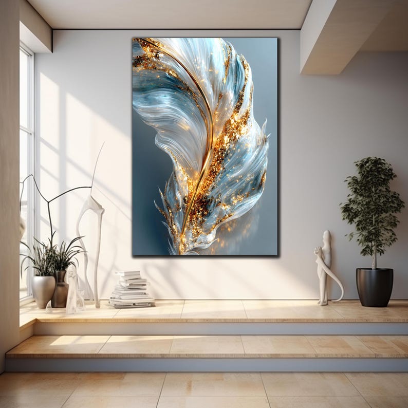 Abstract Tempered Glass Wall Art, Luxury Home Accent, Modern Interior ...