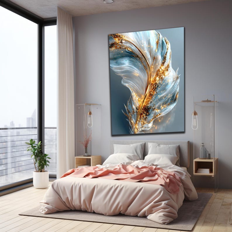 Abstract Tempered Glass Wall Art, Luxury Home Accent, Modern Interior ...