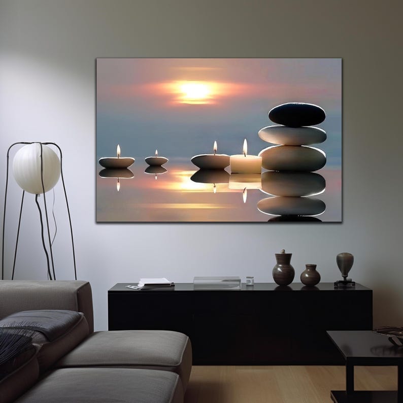 Luxury Zen Spa Glass Wall Art – Tempered Glass – Modern Stone Decor for ...