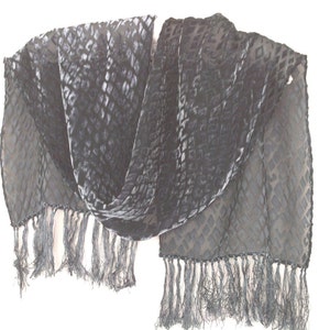 dark green velvet devore silk scarf image 1