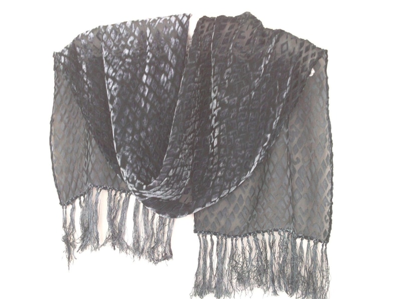 dark green velvet devore silk scarf image 1