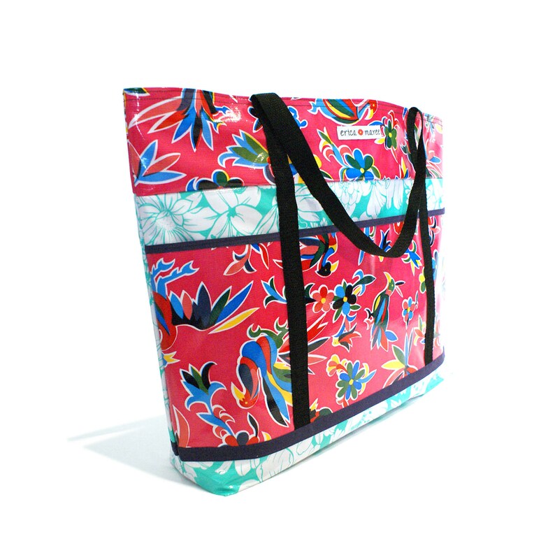 Mexican Beach Bag in Oil Cloth Playa Grande Large Tote Etsy
